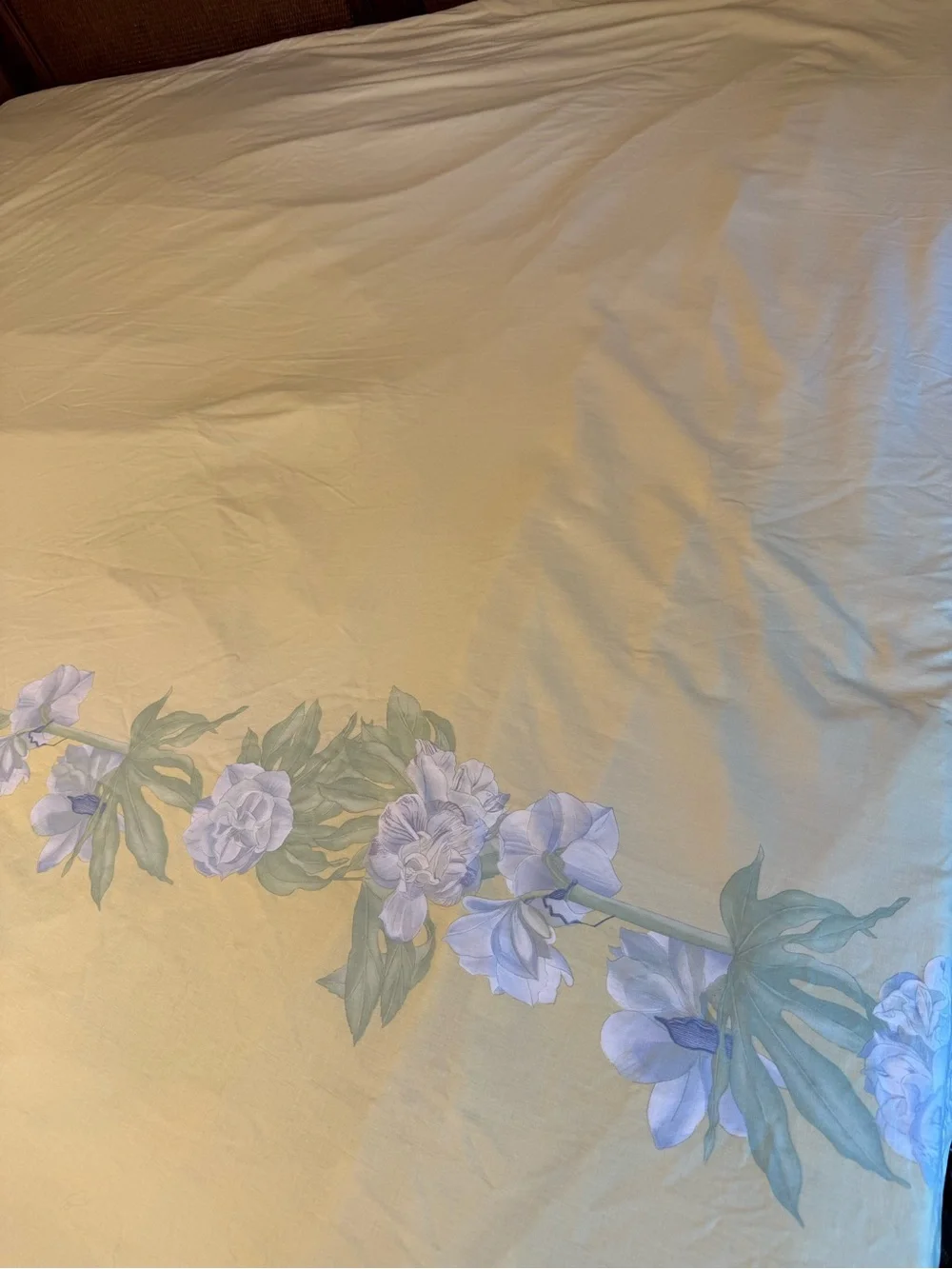Yves Delorme Queen Duvet Jacinth Yellow Floral Swag Vintage French Cotton EUC